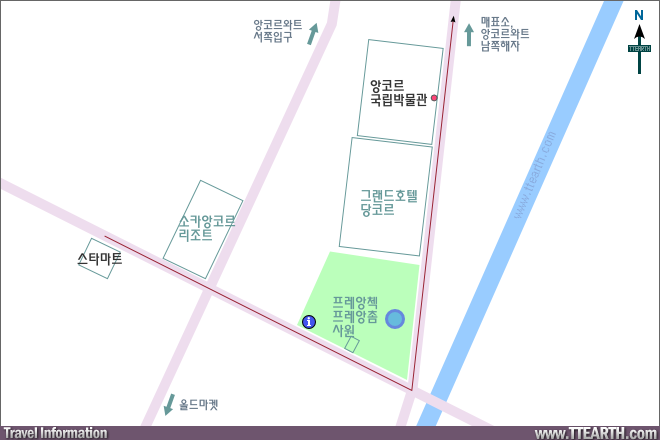 씨엠립 시내에서 매표소 가는길 지도