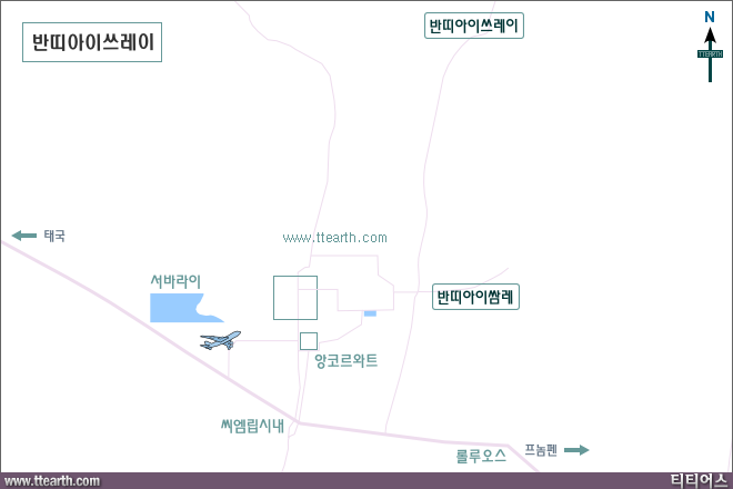 반띠아이 쓰레이 유적 지도