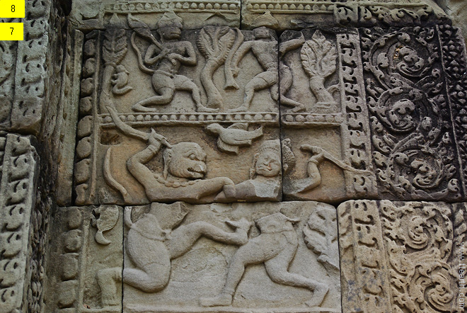 원숭이와 락샤사 악신과의 전투 장면