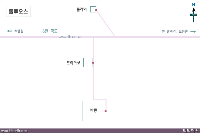 롤루오스와 롤레이, 프레아코, 바콩 지도