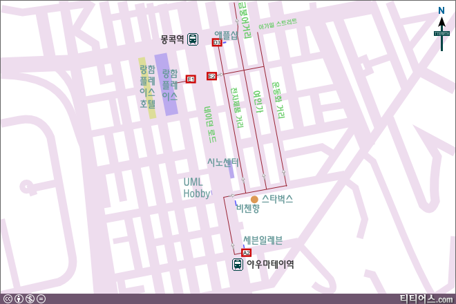 몽콕역 주변 지도