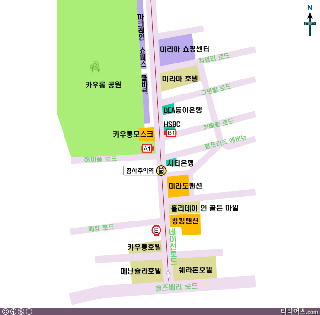 네이선 로드 주변 지도