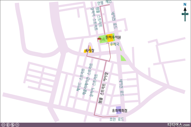 조던역에서 틴하우 사원 가는길 경로 지도