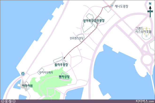 세나도 광장에서 릴라우 광장 가는 방법, 지도