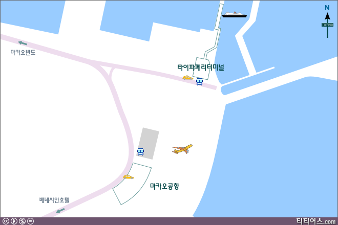 타이파 페리 터미널, 마카오 공항 지도