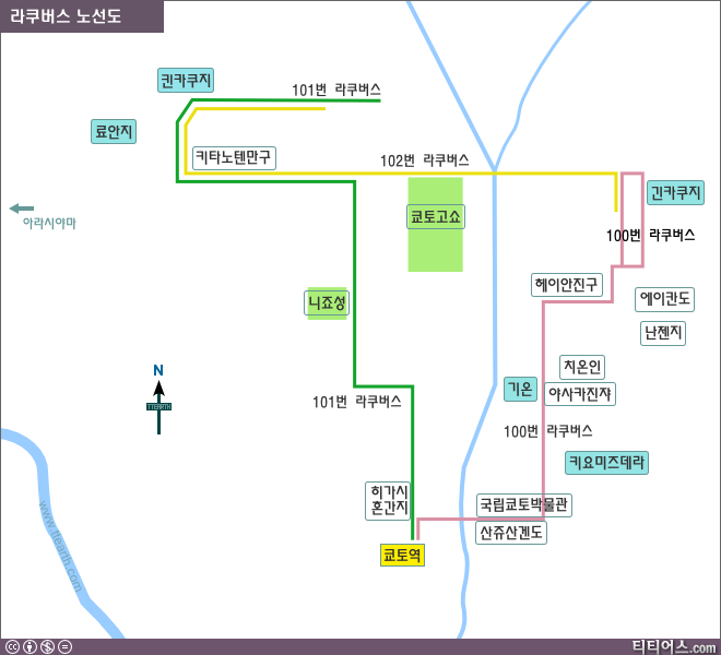 쿄토 라쿠버스 노선도