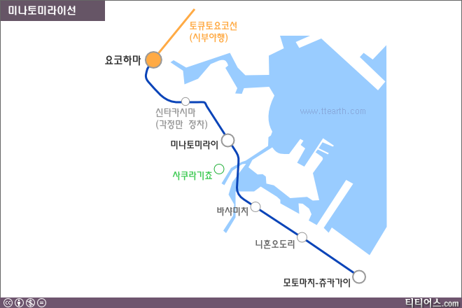 요코하마 미나토 미라이선 노선도, 지도