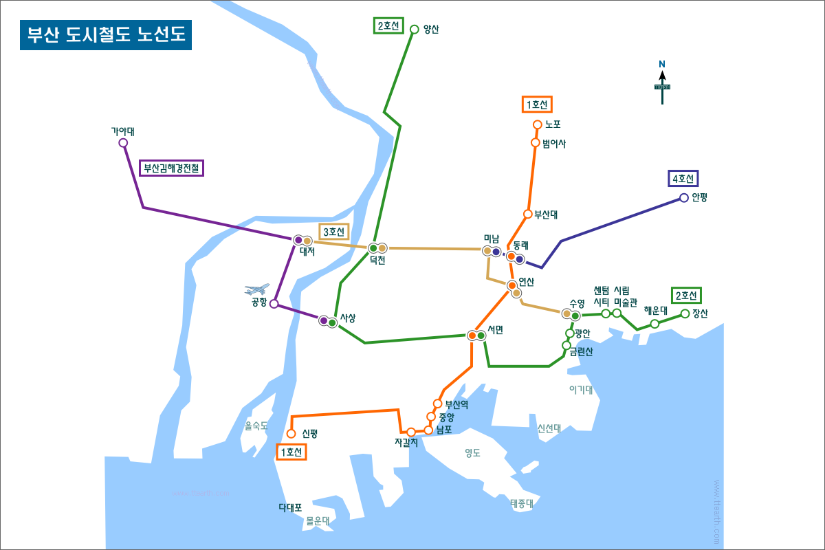 부산 지하철 노선도