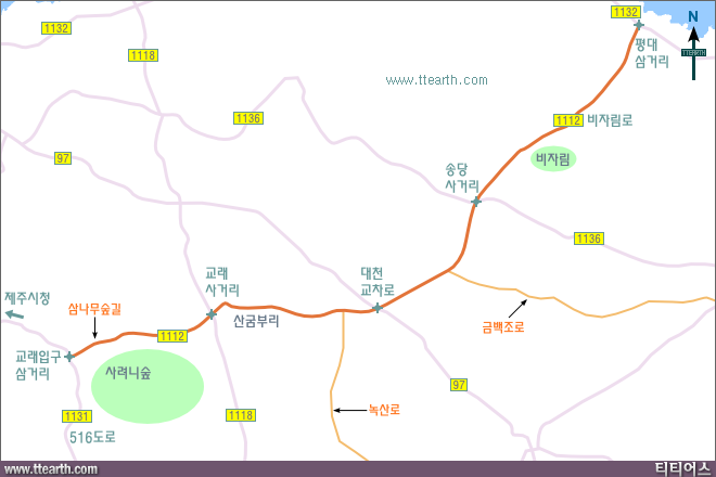 제주 비자림로 지도