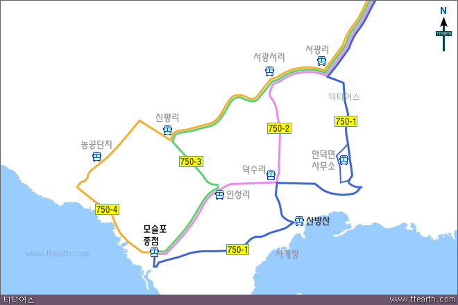 제주 750-1~4번 노선도