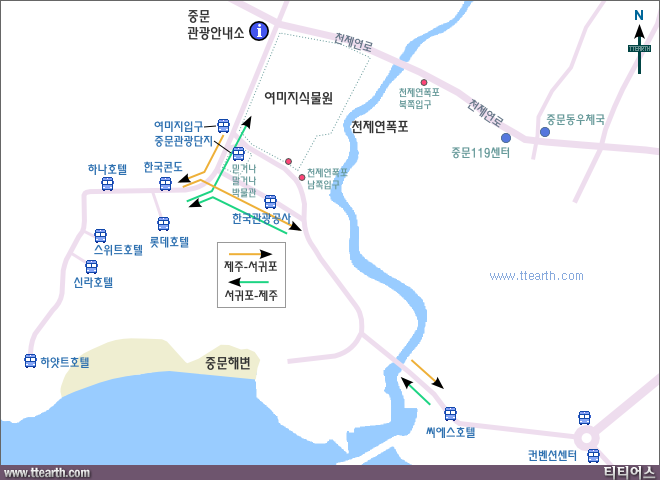 중문 리무진 버스 지도