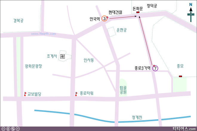 서울 지하철에서 창덕궁으로 가는 방법, 지도 