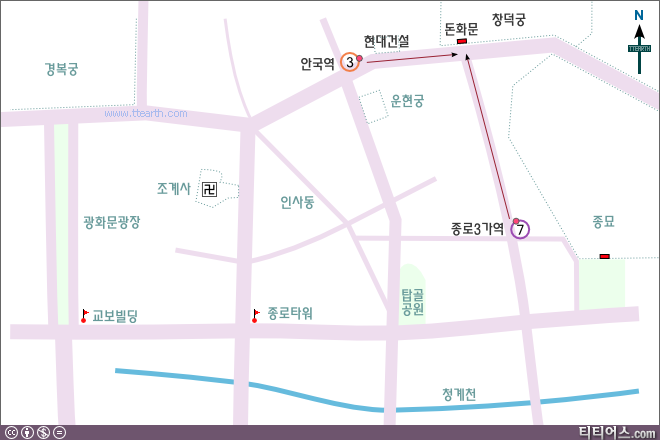서울 지하철에서 창덕궁으로 가는 방법, 지도