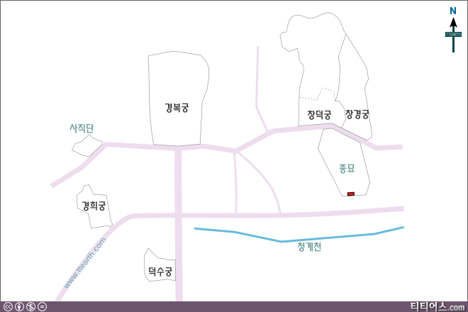 서울의 5대 궁궐 위치 지도