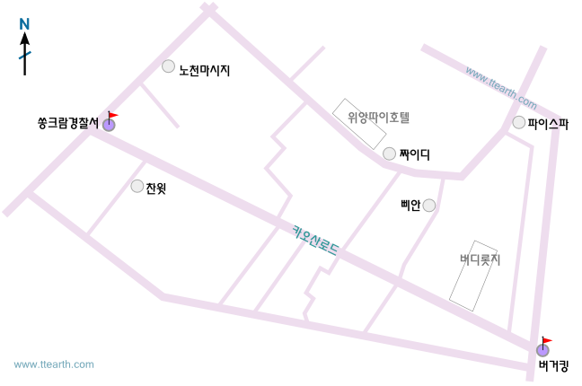 카오산 거리 스파 지도