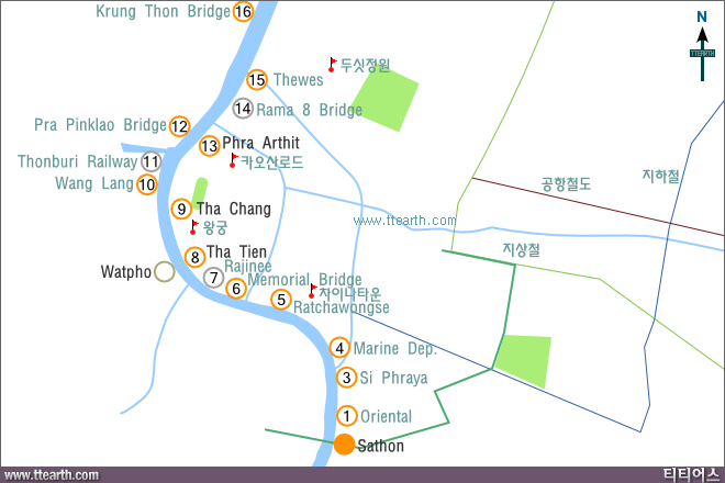 방콕 수상 보트 선착장 지도