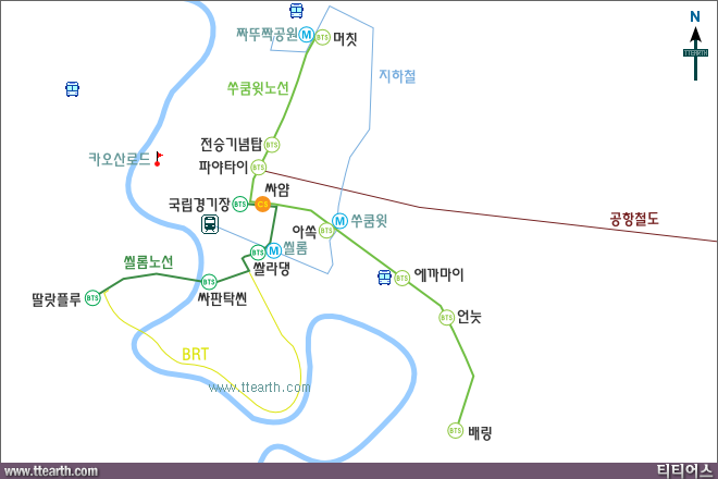 방콕 지상철 노선 지도