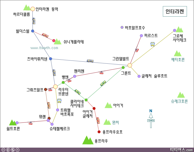 인터라켄 주변 관광 스팟 지도